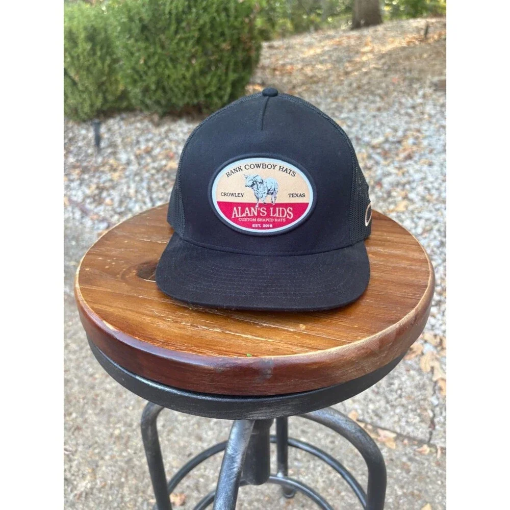 Alan's Lids Trucker Hat OS Black Fabric and Mesh Construction Six-panel Crown